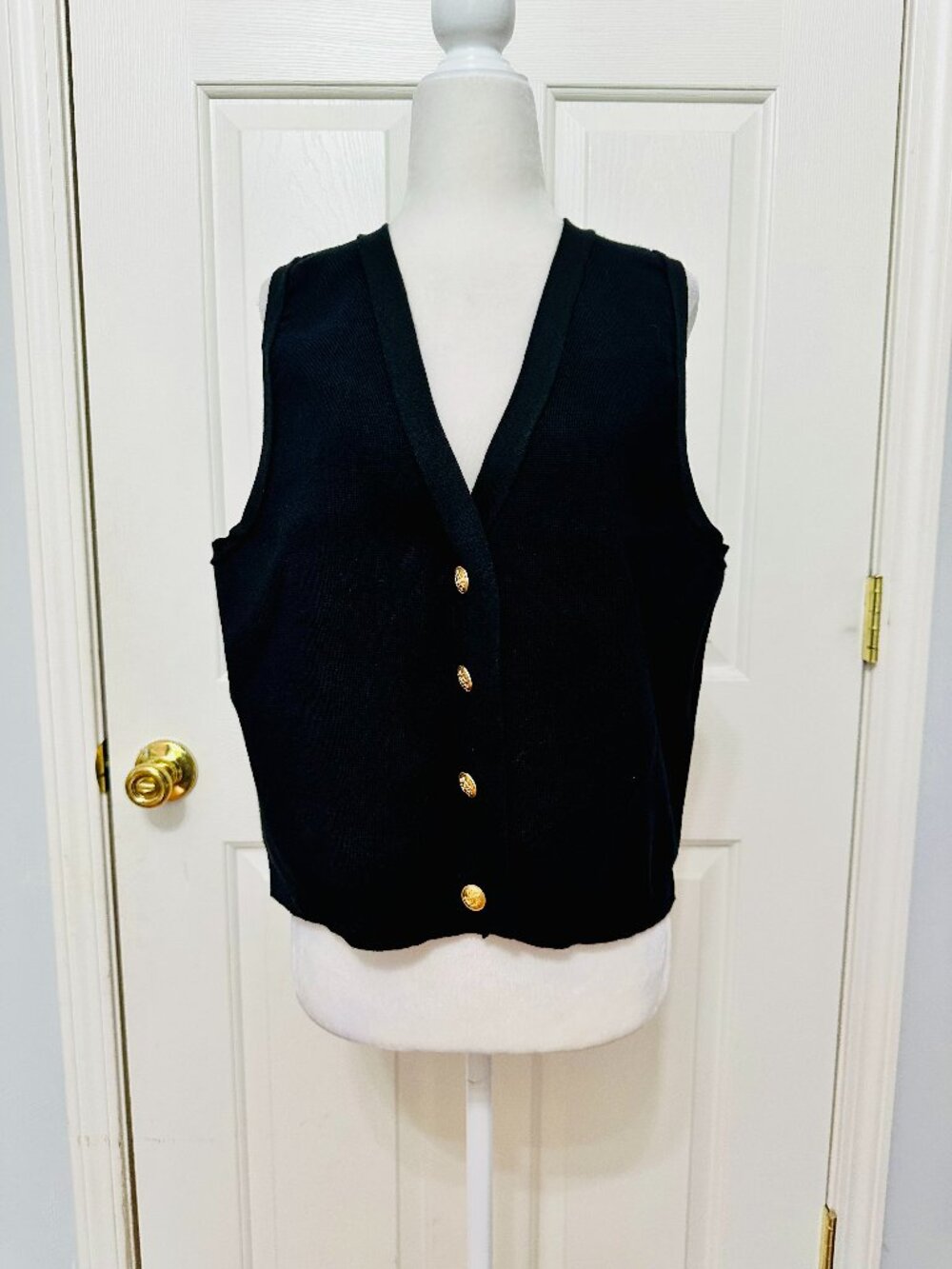 TRUTH BY REPUBLIC BLACK KNIT VEST SWEATER XL $78